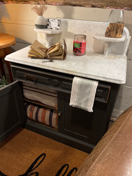 Antique Accent Cabinet with Marble Top