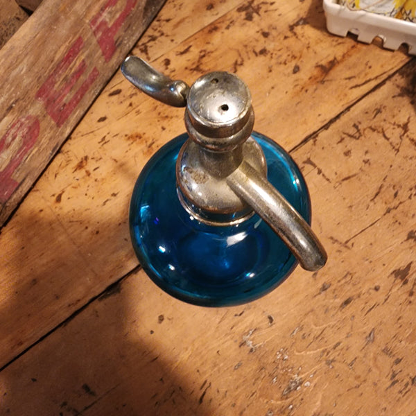 Vintage Blue Seltzer Bottle