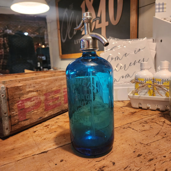 Vintage Blue Seltzer Bottle