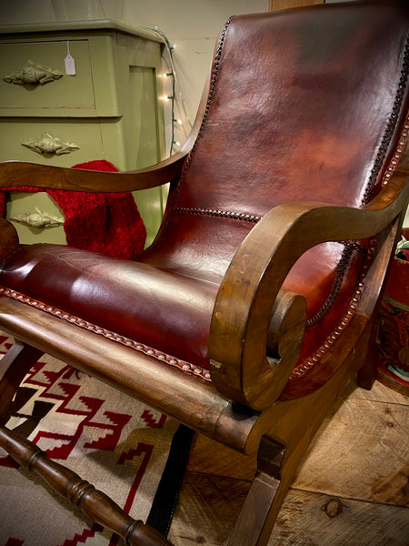 Vintage Hemingway Leather Accent Chair with Matching Ottoman