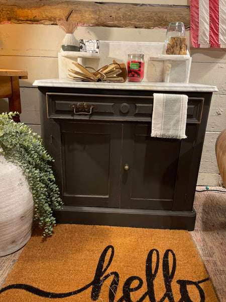 Antique Accent Cabinet with Marble Top