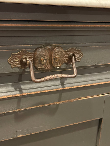 Antique Accent Cabinet with Marble Top