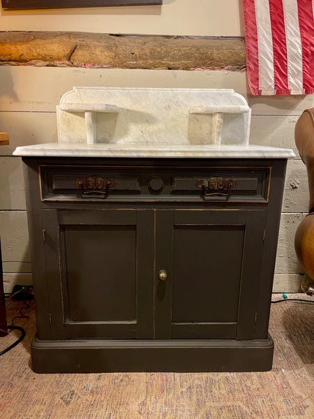 Antique Accent Cabinet with Marble Top