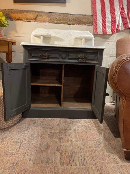 Antique Accent Cabinet with Marble Top