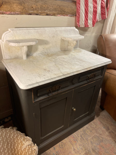 Antique Accent Cabinet with Marble Top