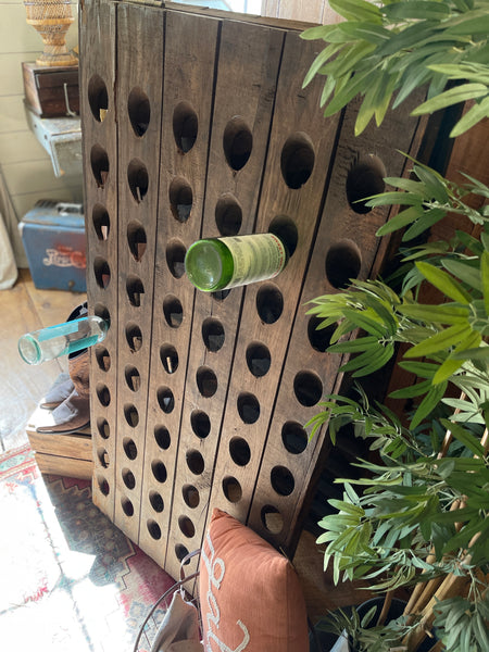 Vintage French Oak Double-Sided Riddling Rack