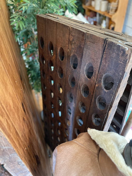 Vintage French Oak Double-Sided Riddling Rack