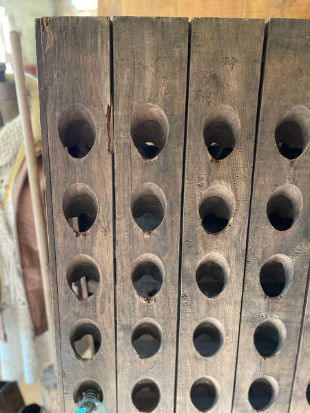 Vintage French Oak Double-Sided Riddling Rack