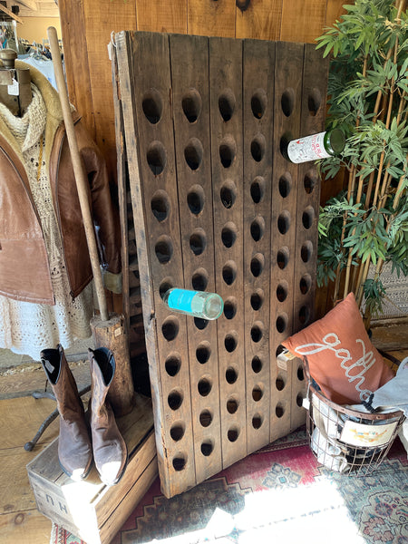 Vintage French Oak Double-Sided Riddling Rack