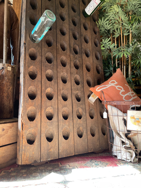 Vintage French Oak Double-Sided Riddling Rack