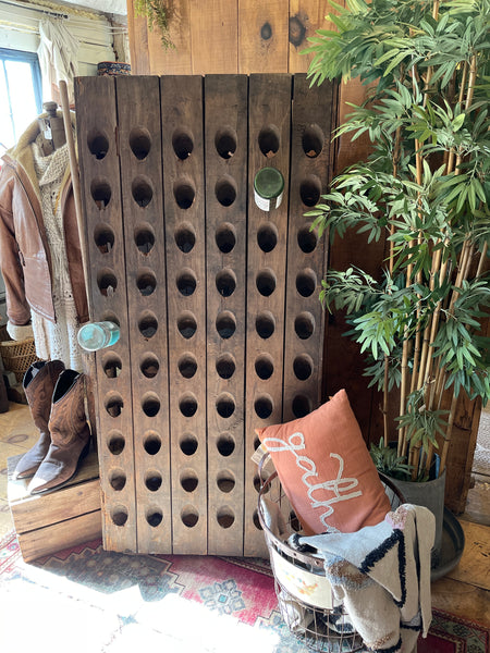 Vintage French Oak Double-Sided Riddling Rack