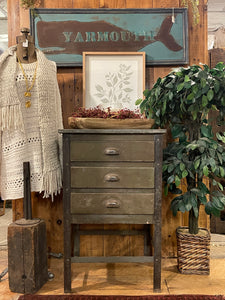 Vintage Industrial Multi-Drawer Cabinet with Zinc Top