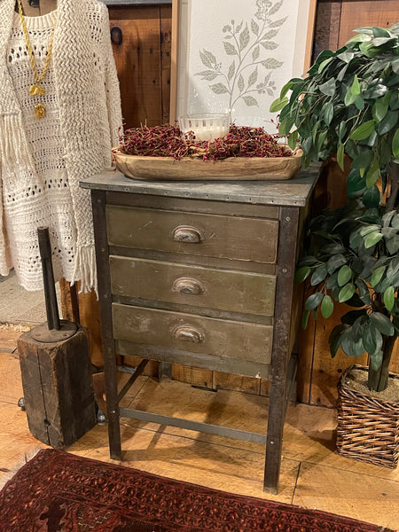 Vintage Industrial Multi-Drawer Cabinet with Zinc Top